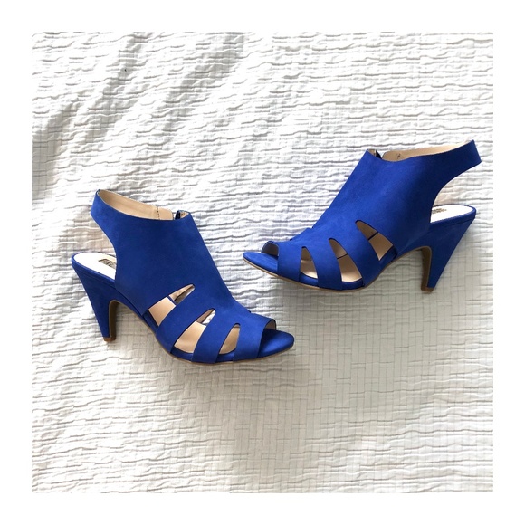 INC International Concepts Shoes - INC GIANNAH Leather Lagoon Blue Caged Heels